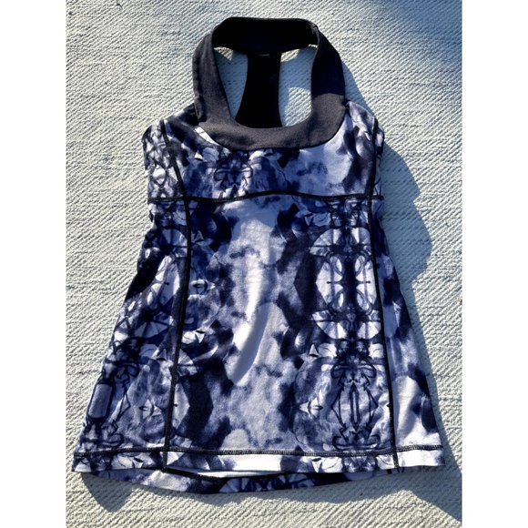 Lululemon Scoop Neck Tank Ink Blot White Deep Indigo / Heathered Deep Indigo 6 - Picture 4 of 8
